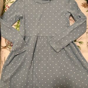 Blue and White Heart Pattern Kids Dress
